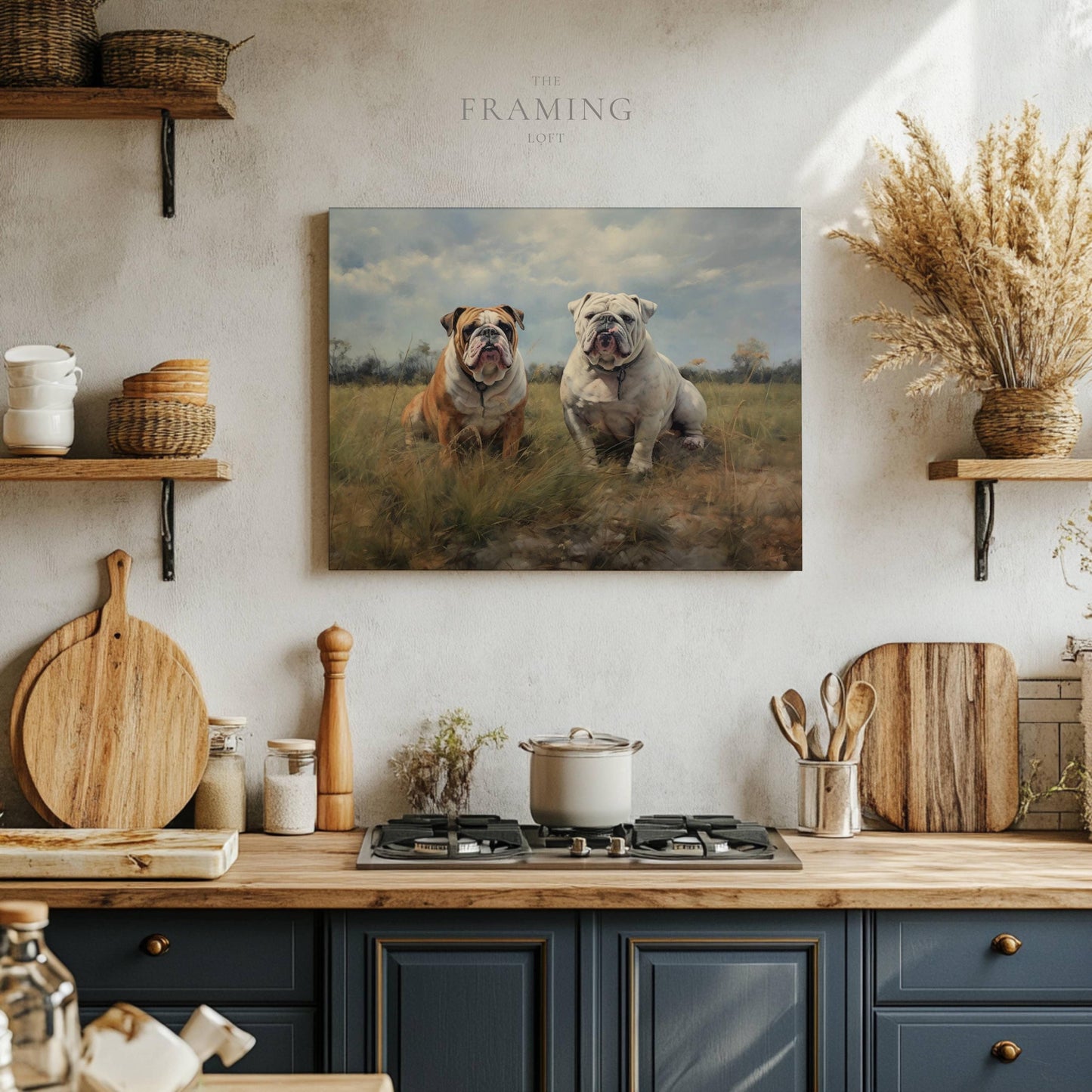 “Loyal Companions” – English Bulldog Canvas Wall Art