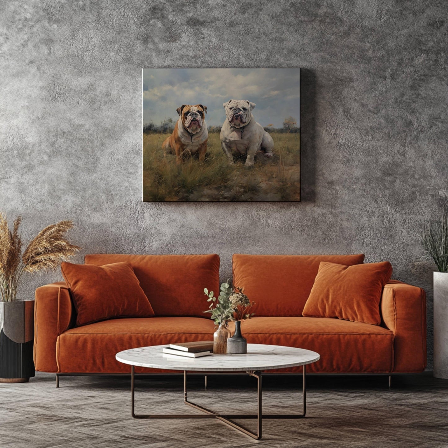 “Loyal Companions” – English Bulldog Canvas Wall Art