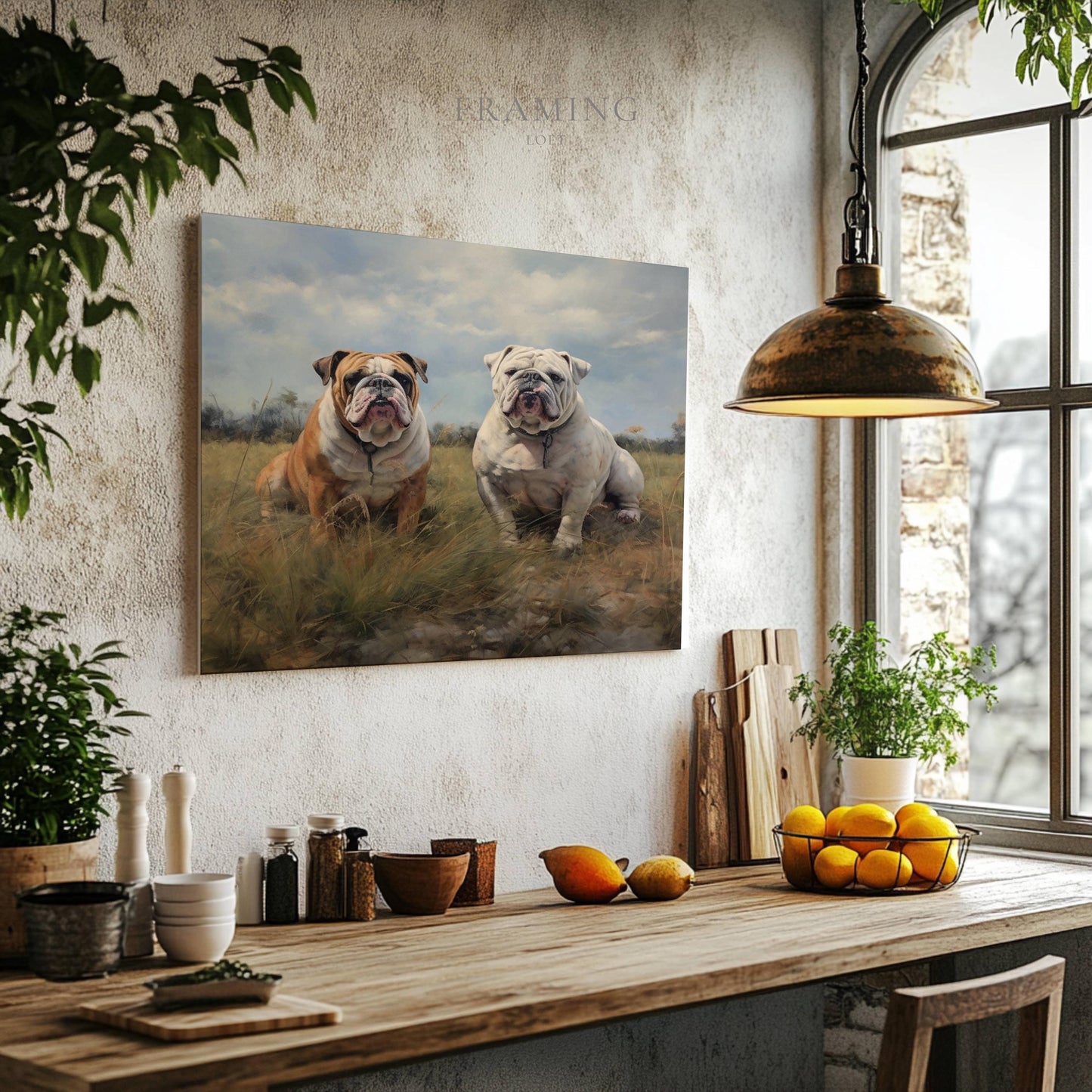 “Loyal Companions” – English Bulldog Canvas Wall Art