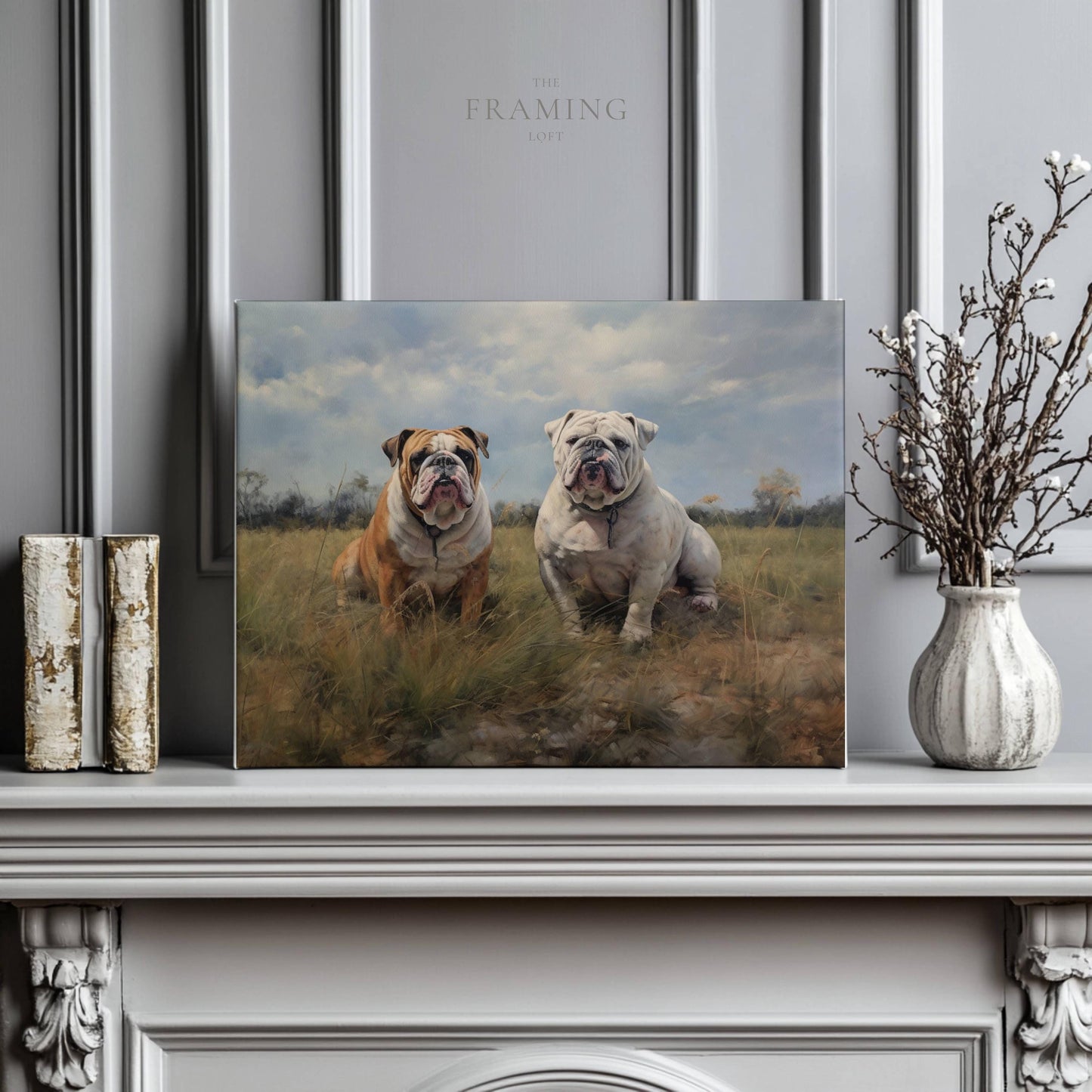“Loyal Companions” – English Bulldog Canvas Wall Art