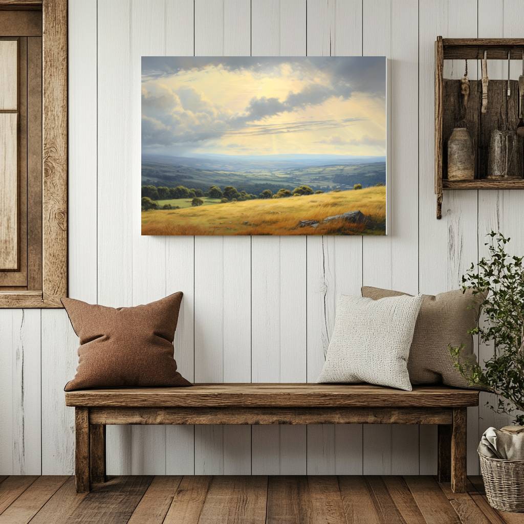 "Golden Light Over the Peaks" – Satin Canvas Wall Art