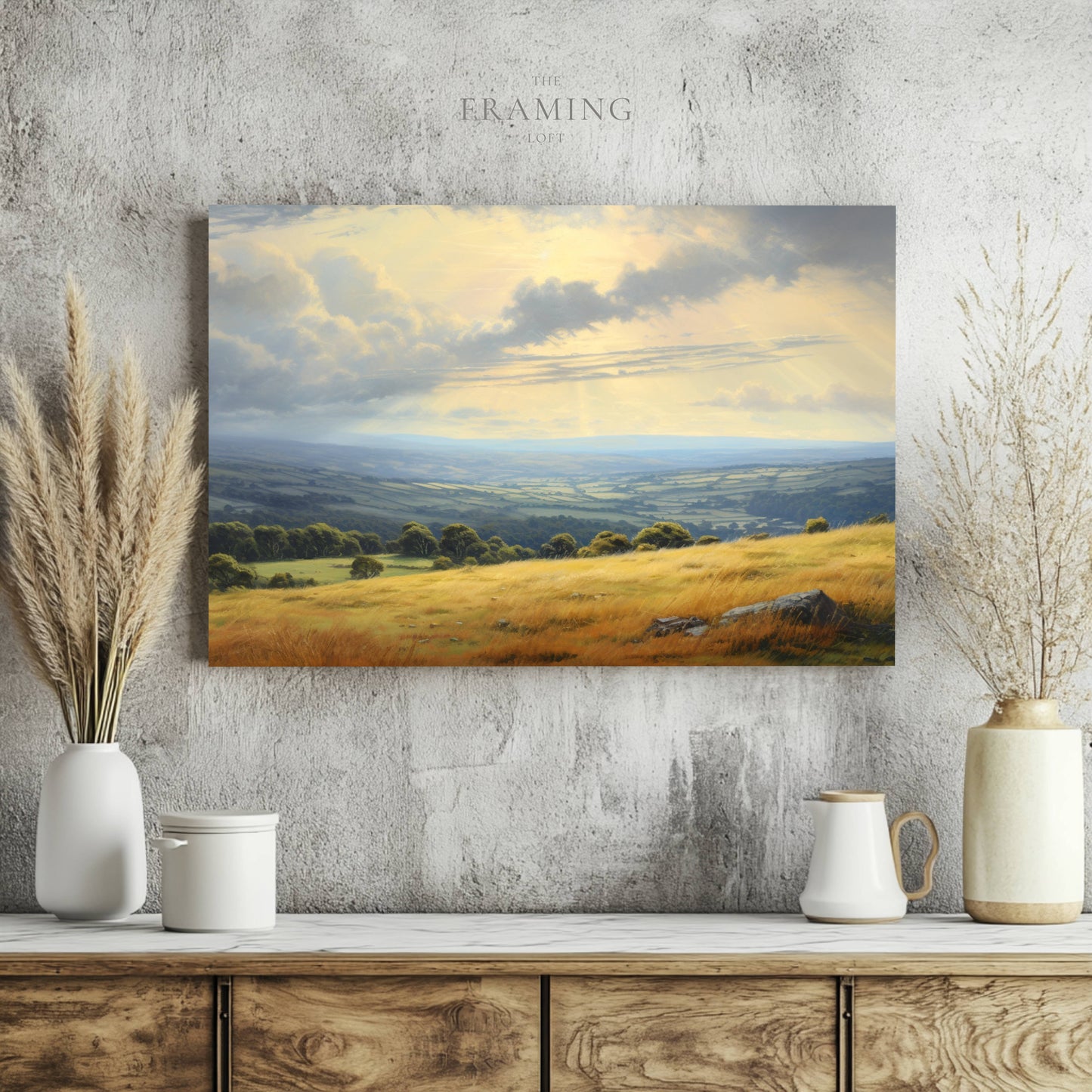 "Golden Light Over the Peaks" – Satin Canvas Wall Art