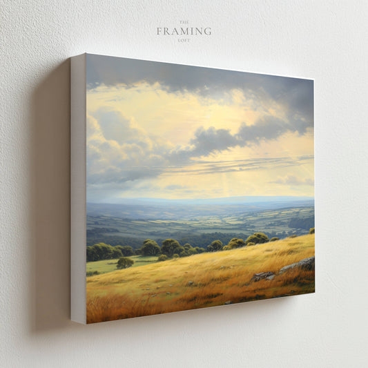 "Golden Light Over the Peaks" – Satin Canvas Wall Art