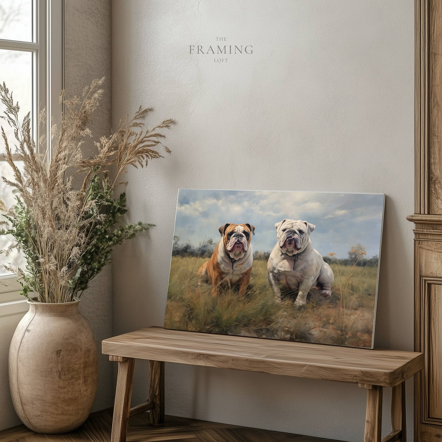 “Loyal Companions” – English Bulldog Canvas Wall Art