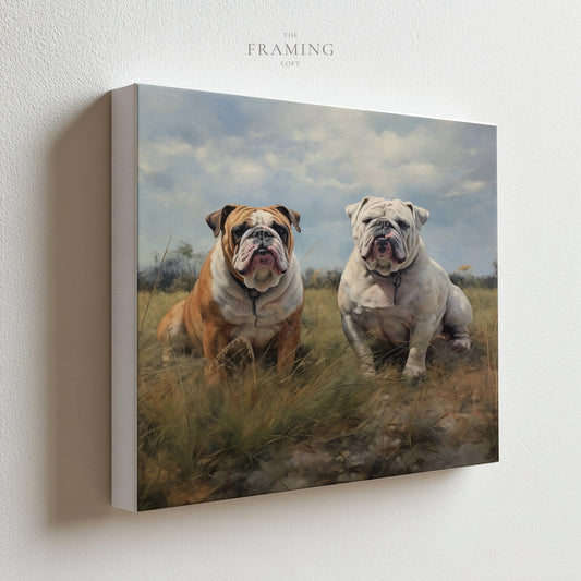 “Loyal Companions” – English Bulldog Canvas Wall Art