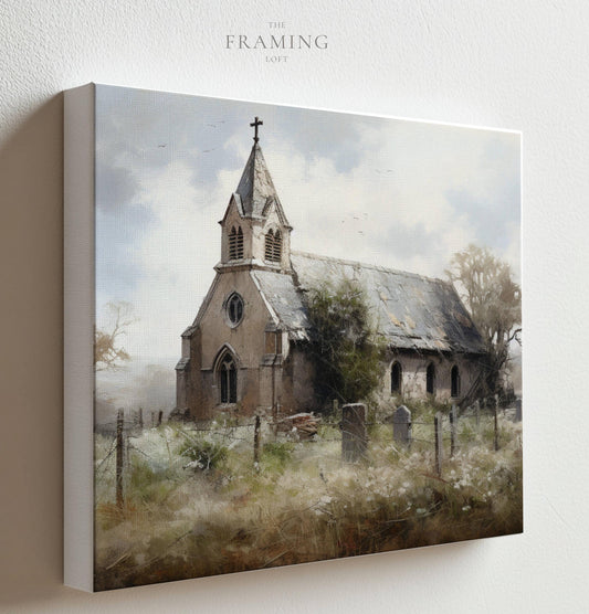 “Forgotten Grace” – Rustic Country Church Canvas Print